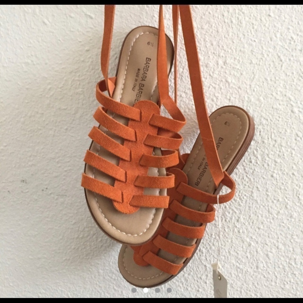 - Barbara Barbieri orange Genuine leather gladiator sandals 6.5